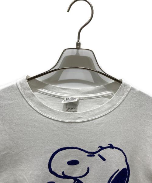 PEANUTS（ピーナッツ）PEANUTS (ピーナッツ) フロッキープリントTシャツ ホワイト サイズ:Ｌの古着・服飾アイテム