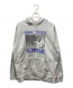 SUPREMEシュプリーム）の古着「KNOW THYSELF HOODED SWEATSHIRT」｜グレー