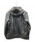 AKM (エーケーエム) レイヤードシープレザー中綿フードジャケット ブラック サイズ:Ｍ：15000円