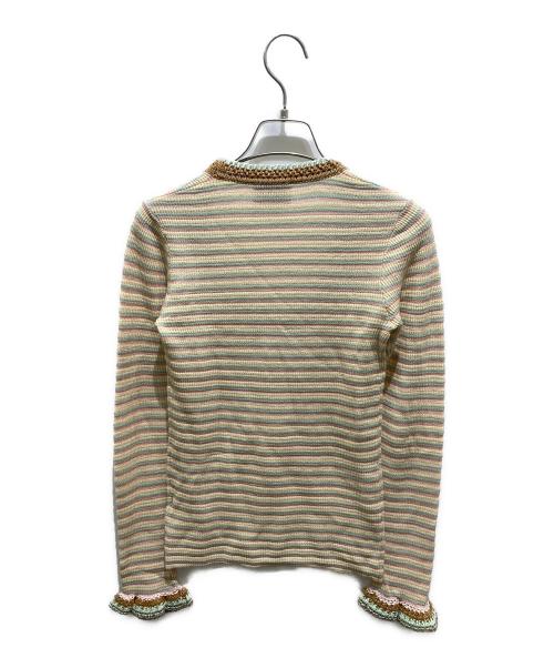 forte forte（フォルテ・フォルテ）forte forte (フォルテ・フォルテ) Uネックボーダーニット ベージュの古着・服飾アイテム