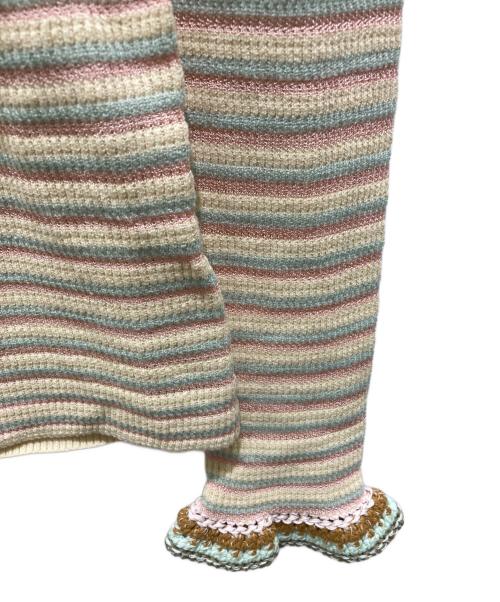 forte forte（フォルテ・フォルテ）forte forte (フォルテ・フォルテ) Uネックボーダーニット ベージュの古着・服飾アイテム