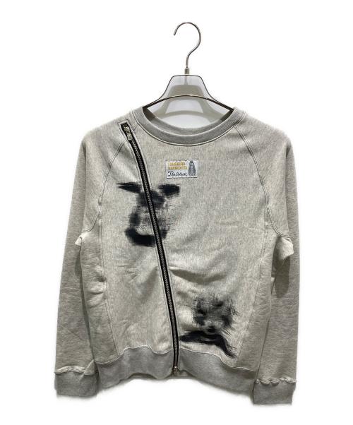 TAKAHIRO MIYASITA THE SOLOIST（タカヒロミヤシタザソロイスト）TAKAHIRO MIYASITA THE SOLOIST (タカヒロミヤシタザソロイスト) two-way zip reverse ballon shaped mid gauge crewneck sweater ホワイト サイズ:48の古着・服飾アイテム