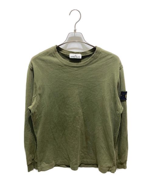 STONE ISLAND（ストーンアイランド）STONE ISLAND (ストーンアイランド) ヘビーウェイトコットンクルーネックL/Sカットソー グリーン サイズ:Ｌの古着・服飾アイテム