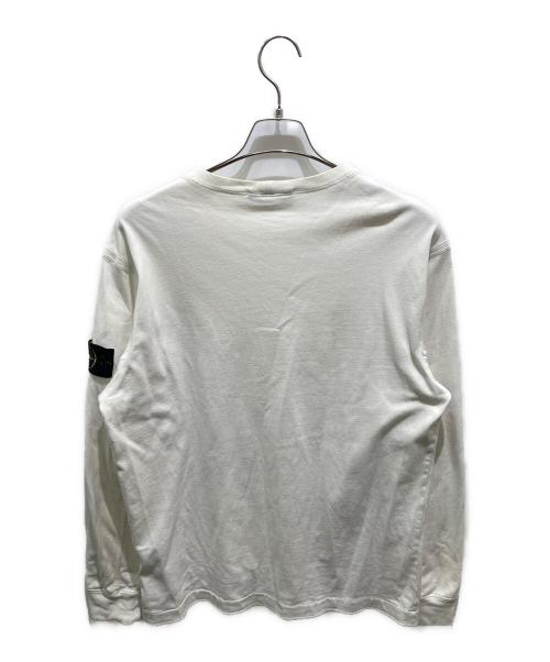 STONE ISLAND（ストーンアイランド）STONE ISLAND (ストーンアイランド) ヘビーウェイトコットンクルーネックL/Sカットソー ホワイト サイズ:Ｌの古着・服飾アイテム