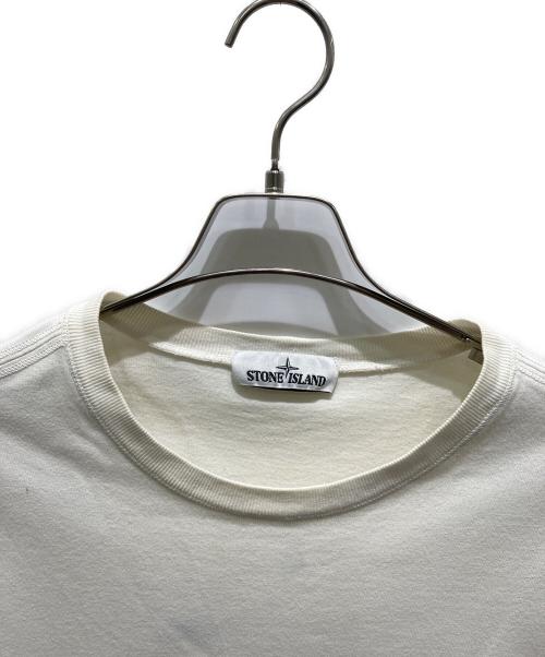 STONE ISLAND（ストーンアイランド）STONE ISLAND (ストーンアイランド) ヘビーウェイトコットンクルーネックL/Sカットソー ホワイト サイズ:Ｌの古着・服飾アイテム