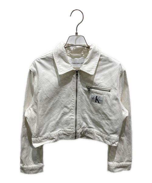 Calvin Klein Jeans（カルバンクラインジーンズ）Calvin Klein Jeans (カルバンクラインジーンズ) ショート丈デニムジャケット ホワイト サイズ:XSの古着・服飾アイテム