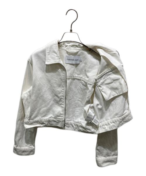 Calvin Klein Jeans（カルバンクラインジーンズ）Calvin Klein Jeans (カルバンクラインジーンズ) ショート丈デニムジャケット ホワイト サイズ:XSの古着・服飾アイテム