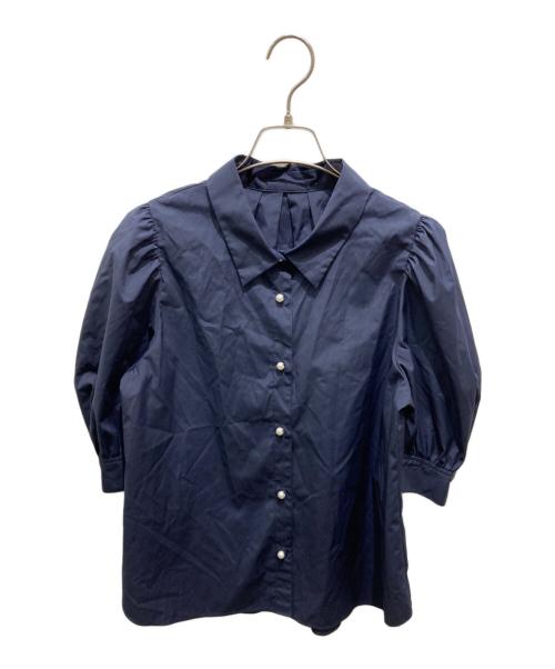 NOLLEY'S（ノーリーズ）NOLLEY'S (ノーリース) パールパフスリーブブラウス ネイビー サイズ:38の古着・服飾アイテム