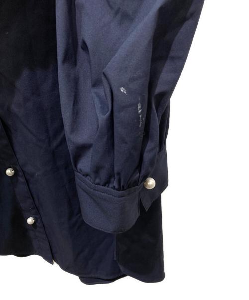 NOLLEY'S（ノーリーズ）NOLLEY'S (ノーリース) パールパフスリーブブラウス ネイビー サイズ:38の古着・服飾アイテム