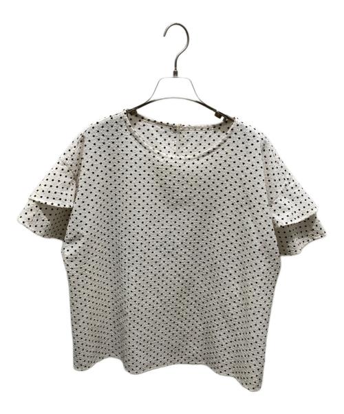 NOLLEY’S（ノーリーズ）NOLLEY’S (ノーリーズ) サッカードットバックフリルブラウス ホワイト サイズ:38の古着・服飾アイテム