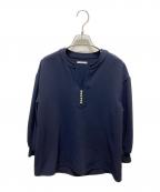 Emma Taylorエマテイラー）の古着「パール釦キーネックロングスリーブブラウス」｜ネイビー