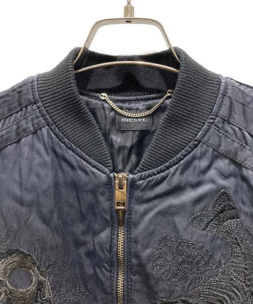 DIESEL（ディーゼル）DIESEL (ディーゼル) 刺繍ボンバージャケット ブラック サイズ:Sの古着・服飾アイテム