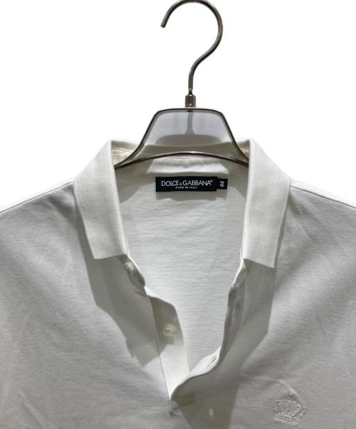 DOLCE & GABBANA（ドルチェ＆ガッバーナ）DOLCE & GABBANA (ドルチェ＆ガッバーナ) クラウン刺繍ポロシャツ ホワイト サイズ:44の古着・服飾アイテム