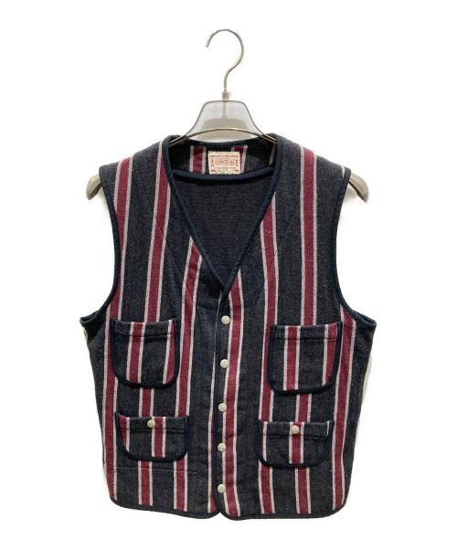 BONCOURA（ボンクラ）BONCOURA (ボンクラ) ストライプベスト グレー サイズ:38の古着・服飾アイテム