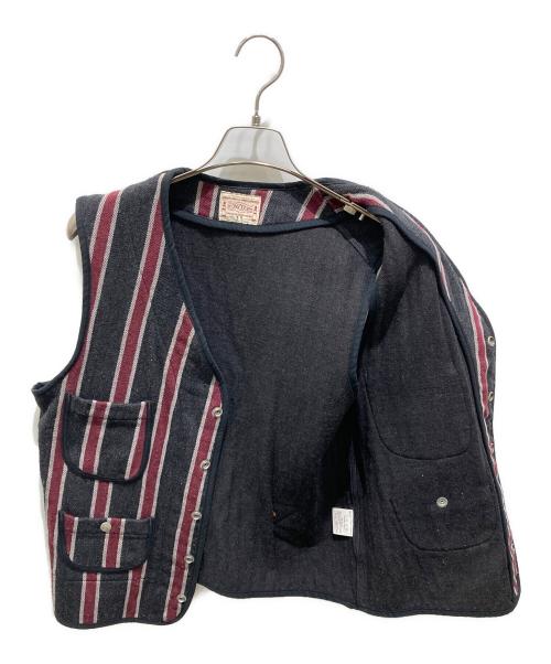 BONCOURA（ボンクラ）BONCOURA (ボンクラ) ストライプベスト グレー サイズ:38の古着・服飾アイテム