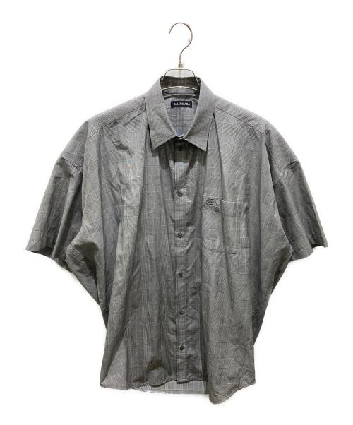 BALENCIAGA（バレンシアガ）BALENCIAGA (バレンシアガ) BBロゴオーバーサイズドシャツ グレー サイズ:38の古着・服飾アイテム