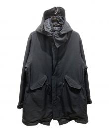s'yte（サイト）の古着「Shiwanoaru Polyester Stretch Twill Padded Mods Coat」｜ブラック