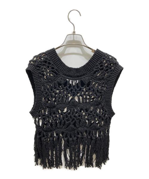 MAISON SPECIAL（メゾンスペシャル）MAISON SPECIAL (メゾンスペシャル) 2WAYハンドニットフリンジベスト ブラック サイズ:FREEの古着・服飾アイテム