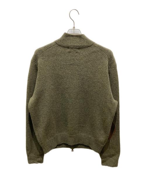 POLO RALPH LAUREN（ポロ・ラルフローレン）POLO RALPH LAUREN (ポロ・ラルフローレン) エルボーパッチラムウールドライバーズニット オリーブ サイズ:LLの古着・服飾アイテム
