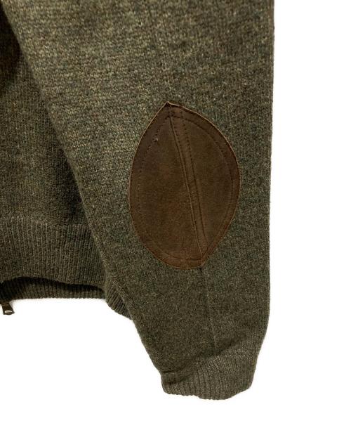 POLO RALPH LAUREN（ポロ・ラルフローレン）POLO RALPH LAUREN (ポロ・ラルフローレン) エルボーパッチラムウールドライバーズニット オリーブ サイズ:LLの古着・服飾アイテム
