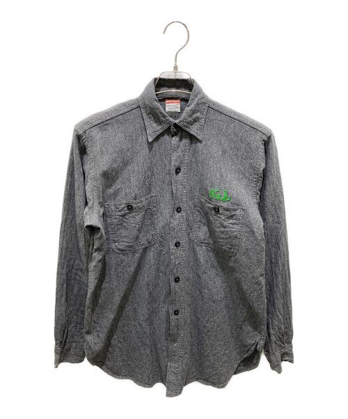 big mac（ビッグマック）big mac (ビッグマック) ブラックシャンブレーシャツ グレー サイズ:記載無しの為実寸参照の古着・服飾アイテム