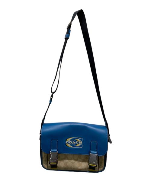 COACH（コーチ）COACH (コーチ) トラック クロスボディ・カラーブロック シグネチャー キャンバス・コーチ スタンプ ブルーの古着・服飾アイテム