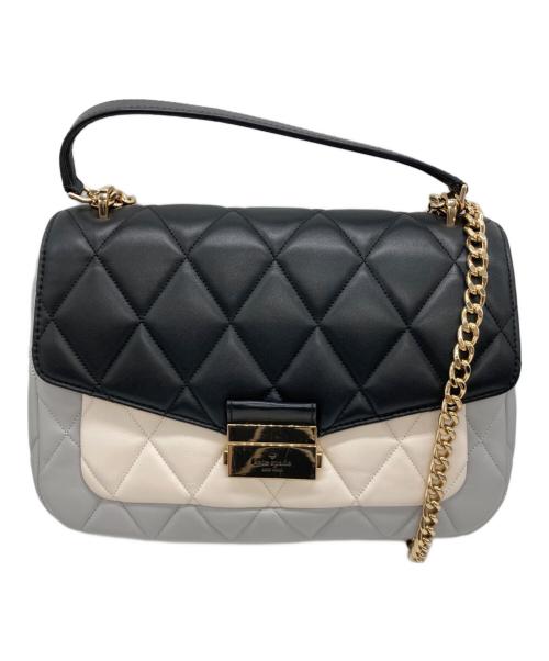 Kate Spade（ケイトスペード）Kate Spade (ケイトスペード) フラップショルダーバッグ ブラック×スカイブルーの古着・服飾アイテム
