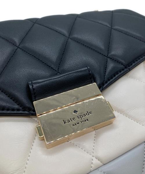 Kate Spade（ケイトスペード）Kate Spade (ケイトスペード) フラップショルダーバッグ ブラック×スカイブルーの古着・服飾アイテム