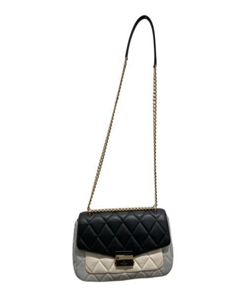 Kate Spade（ケイトスペード）Kate Spade (ケイトスペード) フラップショルダーバッグ ブラック×スカイブルーの古着・服飾アイテム