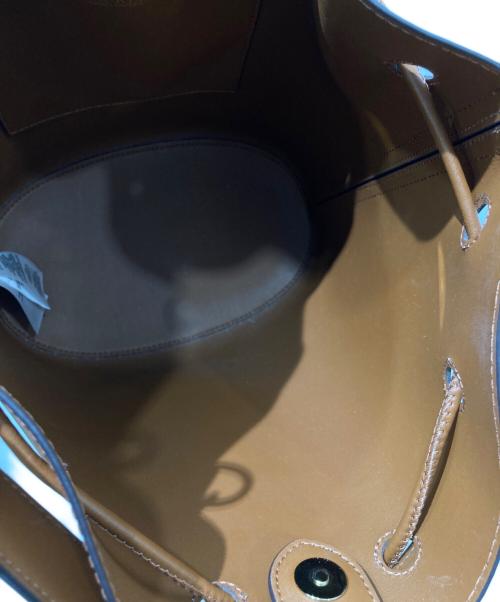 LAUREN RALPH LAUREN（ローレンラルフローレン）LAUREN RALPH LAUREN (ローレンラルフローレン) Andie Drawstring Black Leather Bucket Shoulder Bag ブラウンの古着・服飾アイテム