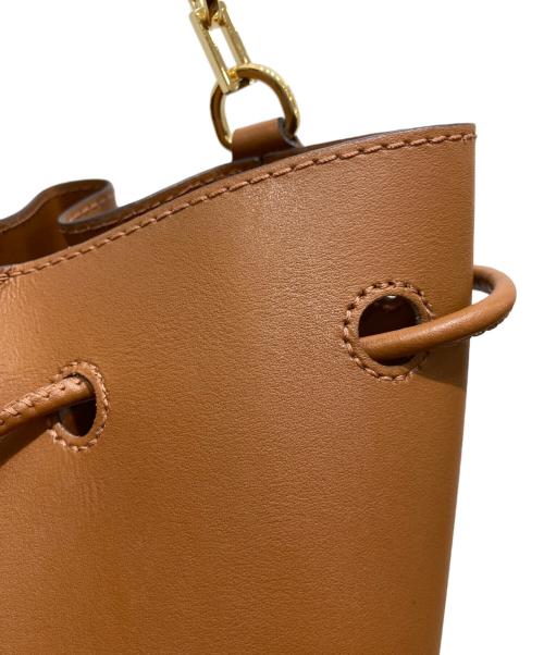 LAUREN RALPH LAUREN（ローレンラルフローレン）LAUREN RALPH LAUREN (ローレンラルフローレン) Andie Drawstring Black Leather Bucket Shoulder Bag ブラウンの古着・服飾アイテム