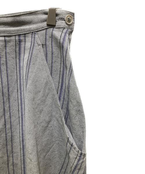 Y's（ワイズ）Y's (ワイズ) コットンリネンストライプスカート グレー サイズ:Mの古着・服飾アイテム