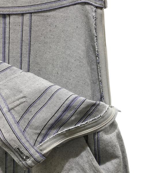 Y's（ワイズ）Y's (ワイズ) コットンリネンストライプスカート グレー サイズ:Mの古着・服飾アイテム