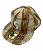 New Era×SUPREMEニューエラ×シュプリーム）の古着「Metallic Plaid S Logo」｜ブラウン