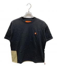 UNIVERSAL OVERALL（ユニバーサルオーバーオール）の古着「切替半袖カットソー」｜ブラック