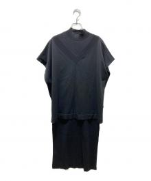 Diagram（ダイアグラム）の古着「ポンチョ付きニットワンピース」｜ブラック