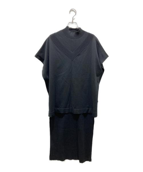 Diagram（ダイアグラム）Diagram (ダイアグラム) ポンチョ付きニットワンピース ブラック サイズ:36の古着・服飾アイテム