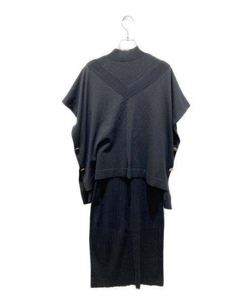 Diagram（ダイアグラム）Diagram (ダイアグラム) ポンチョ付きニットワンピース ブラック サイズ:36の古着・服飾アイテム