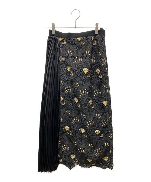 Diagram（ダイアグラム）Diagram (ダイアグラム) プリーツ切替スカート ブラック サイズ:36の古着・服飾アイテム