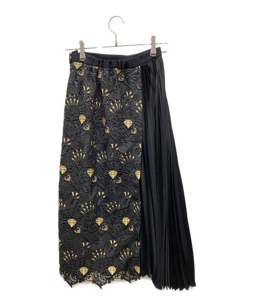 Diagram（ダイアグラム）Diagram (ダイアグラム) プリーツ切替スカート ブラック サイズ:36の古着・服飾アイテム
