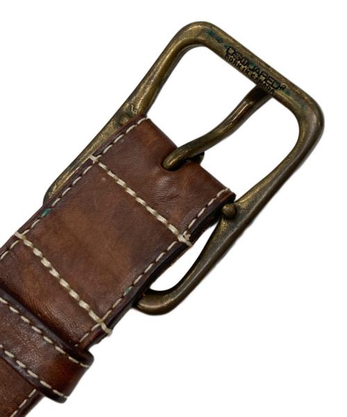 DSQUARED2（ディースクエアード）DSQUARED2 (ディースクエアード) レザーベルト ブラウンの古着・服飾アイテム