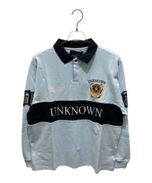 unknown（アンノーン）unknown (アンノウン) ゴルフアカデミー LSポロシャツ スカイブルー サイズ:XL 未使用品の古着・服飾アイテム
