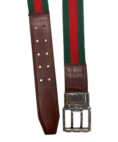 GUCCI（グッチ）GUCCI (グッチ) 切替ベルト　121293 ブラウン×グリーンの古着・服飾アイテム