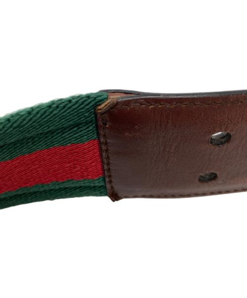 GUCCI（グッチ）GUCCI (グッチ) 切替ベルト　121293 ブラウン×グリーンの古着・服飾アイテム