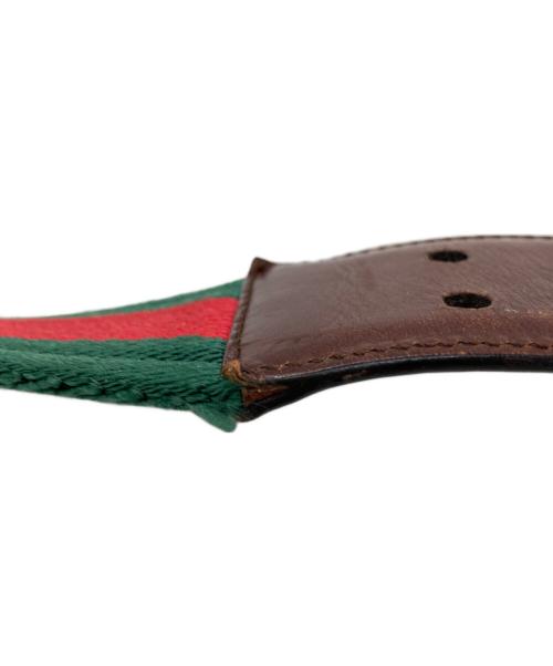 GUCCI（グッチ）GUCCI (グッチ) 切替ベルト　121293 ブラウン×グリーンの古着・服飾アイテム