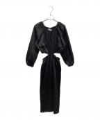 Sea Room lynnシールームリン）の古着「ウエストカットギャザードレス」｜ブラック