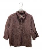 MARGARET HOWELLマーガレットハウエル）の古着「リネンブラウス」｜ブラウン