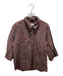 MARGARET HOWELL（マーガレットハウエル）の古着「リネンブラウス」｜ブラウン