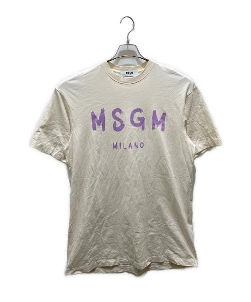 MSGM（エムエスジーエム）MSGM (エムエスジーエム) ロゴプリントカットソーワンピース アイボリー サイズ:XSの古着・服飾アイテム