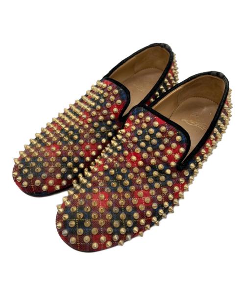 Christian Louboutin（クリスチャン・ルブタン）Christian Louboutin (クリスチャン・ルブタン) スパイクスタッズローファー レッド サイズ:40 1/2の古着・服飾アイテム